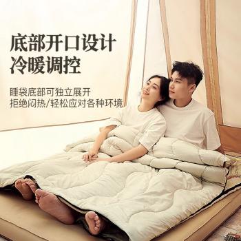 户外露营睡袋成人帐篷四季通用冬季羽绒加厚防寒被子可合并式睡袋